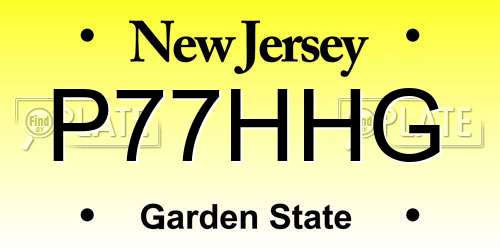 P77HHG New Jersey License Plate