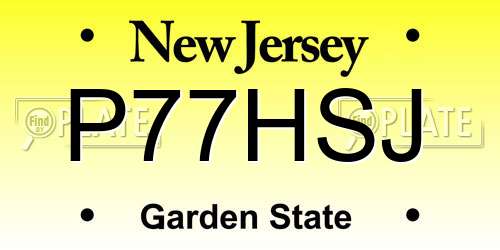 P77HSJ New Jersey License Plate