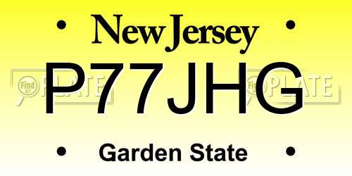 P77JHG New Jersey License Plate