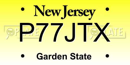P77JTX New Jersey License Plate