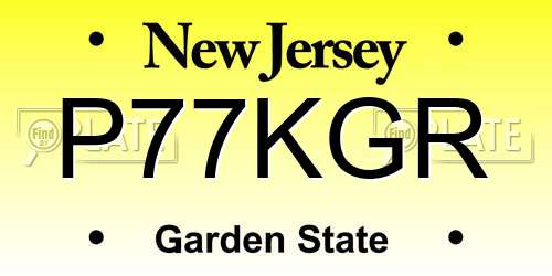P77KGR New Jersey License Plate
