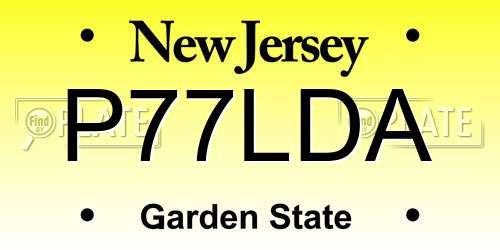 P77LDA New Jersey License Plate