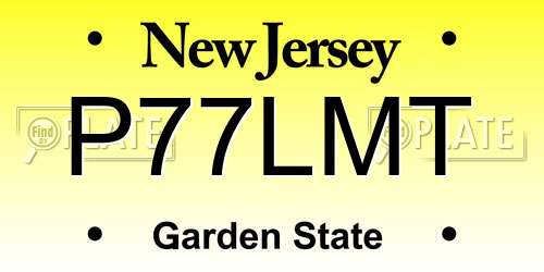 P77LMT New Jersey License Plate