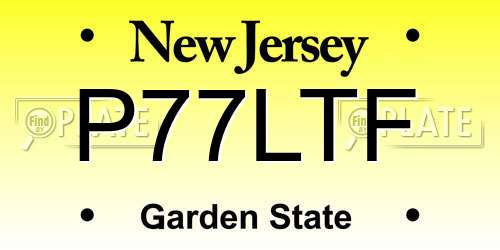 P77LTF New Jersey License Plate