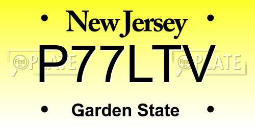 P77LTV New Jersey License Plate