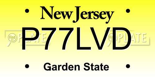 P77LVD New Jersey License Plate