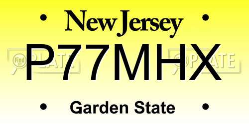 P77MHX New Jersey License Plate