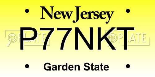 P77NKT New Jersey License Plate