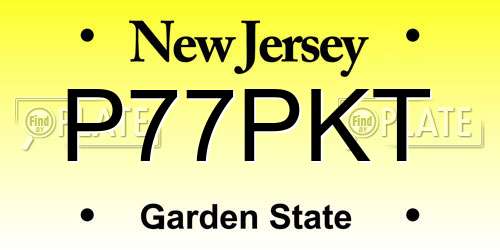 P77PKT New Jersey License Plate