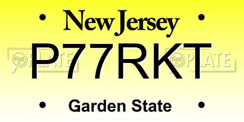 P77RKT New Jersey License Plate