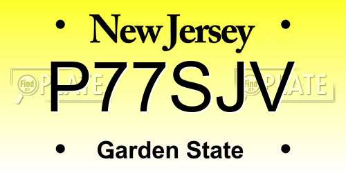 P77SJV New Jersey License Plate
