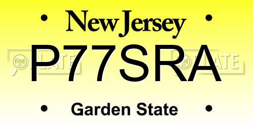 P77SRA New Jersey License Plate