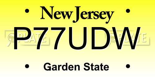 P77UDW New Jersey License Plate