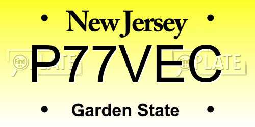 P77VEC New Jersey License Plate