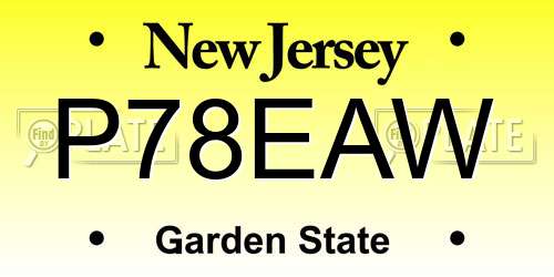 P78EAW New Jersey License Plate