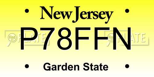 P78FFN New Jersey License Plate
