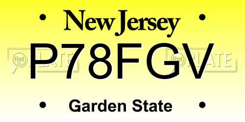 P78FGV New Jersey License Plate