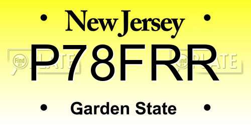 P78FRR New Jersey License Plate