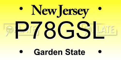 P78GSL New Jersey License Plate