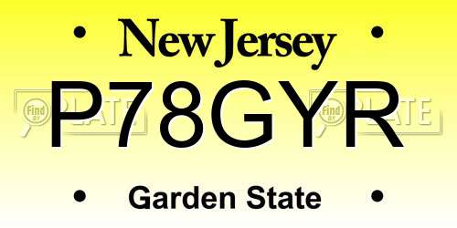 P78GYR New Jersey License Plate