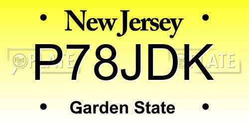 P78JDK New Jersey License Plate