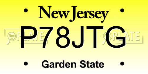P78JTG New Jersey License Plate