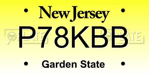 P78KBB New Jersey License Plate