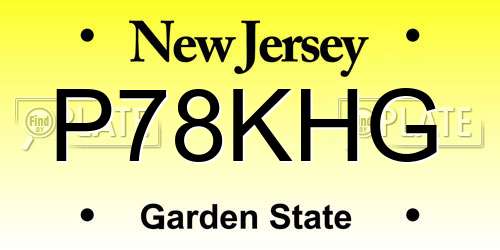 P78KHG New Jersey License Plate