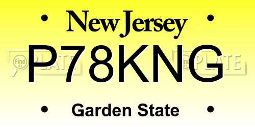 P78KNG New Jersey License Plate