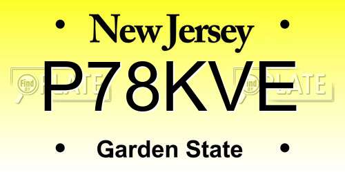 P78KVE New Jersey License Plate