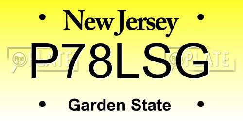 P78LSG New Jersey License Plate
