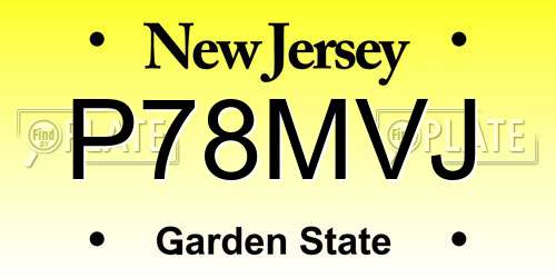 P78MVJ New Jersey License Plate