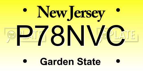 P78NVC New Jersey License Plate