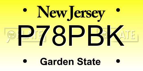 P78PBK New Jersey License Plate