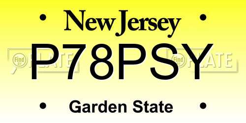 P78PSY New Jersey License Plate