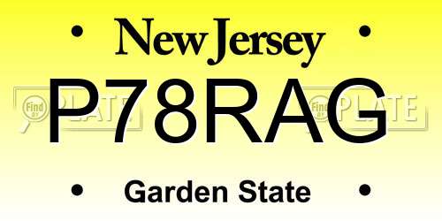 P78RAG New Jersey License Plate