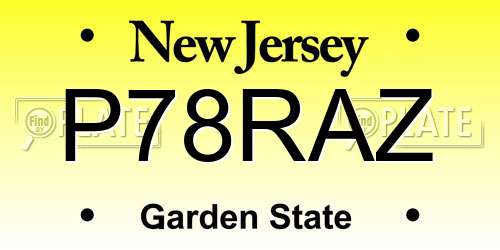 P78RAZ New Jersey License Plate