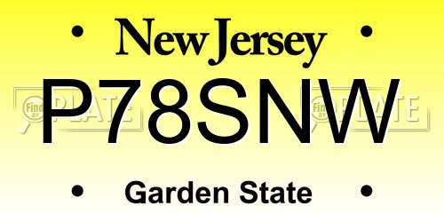 P78SNW New Jersey License Plate