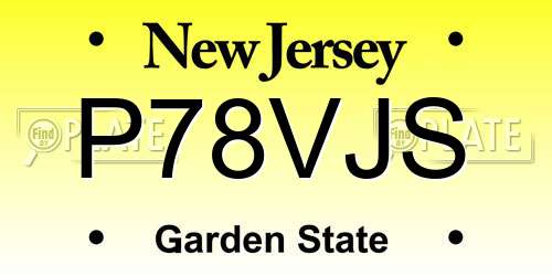 P78VJS New Jersey License Plate