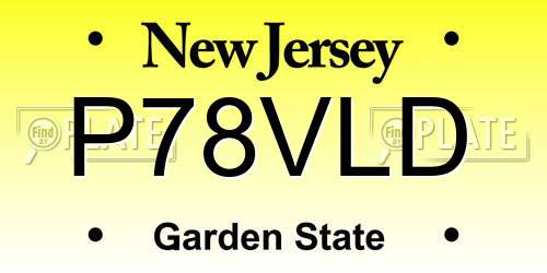 P78VLD New Jersey License Plate
