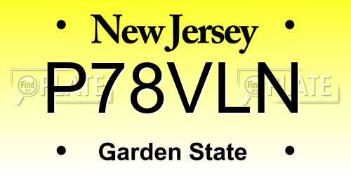 P78VLN New Jersey License Plate