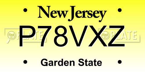 P78VXZ New Jersey License Plate