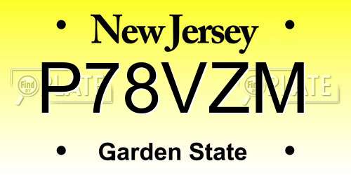 P78VZM New Jersey License Plate