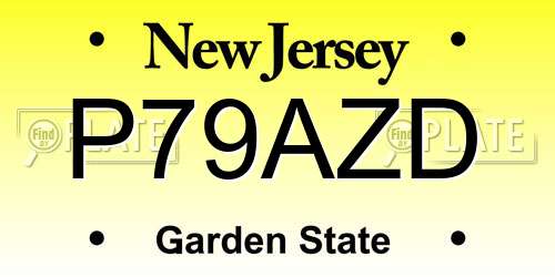 P79AZD New Jersey License Plate