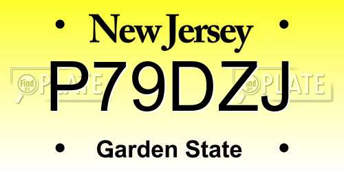 P79DZJ New Jersey License Plate