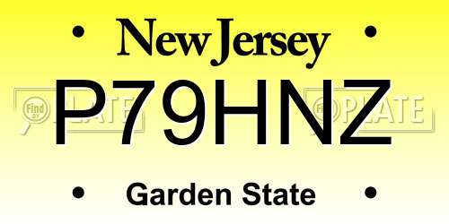 P79HNZ New Jersey License Plate