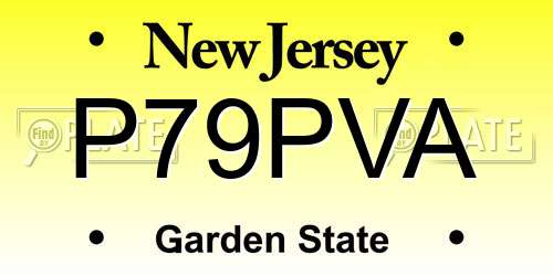P79PVA New Jersey License Plate