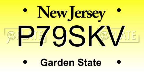 P79SKV New Jersey License Plate