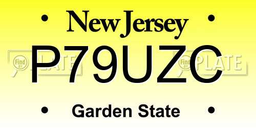 P79UZC New Jersey License Plate