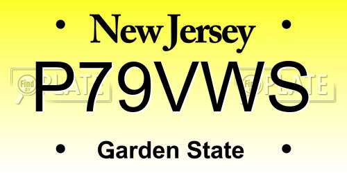 P79VWS New Jersey License Plate